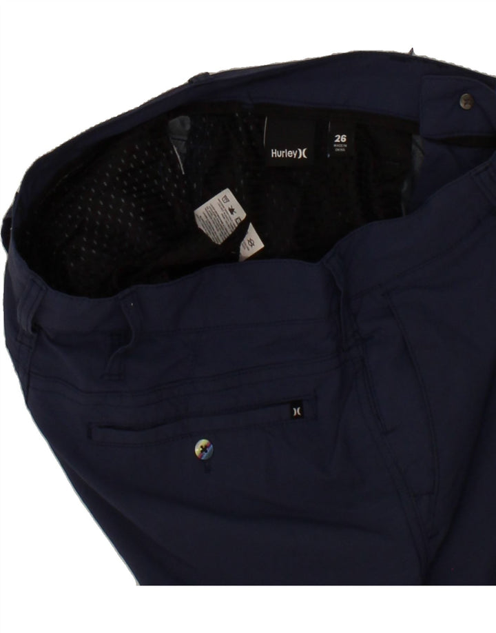 HURLEY Womens Chino Shorts W26 Small Navy Blue Polyester Vintage Hurley and Second-Hand Hurley from Messina Hembry 