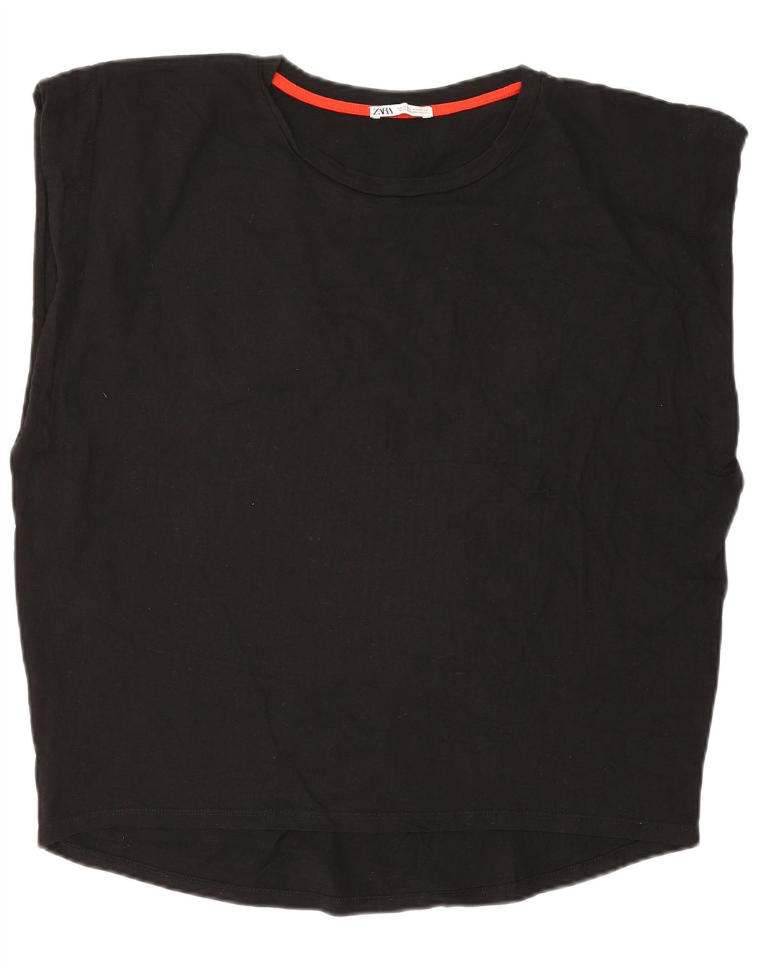 Zara Dame Oversized Vest Top UK 12 Medium Sort Bomuld