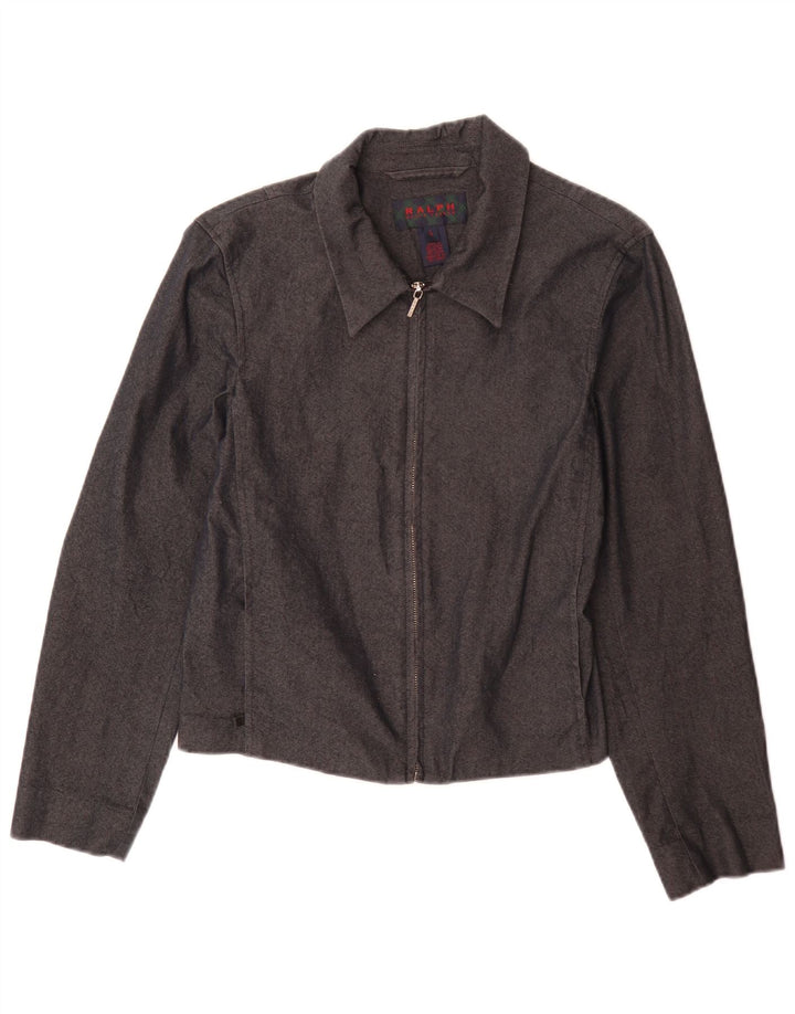 Ralph Lauren Dame Bomber Jacket UK 14 Stor Grå Bomuld