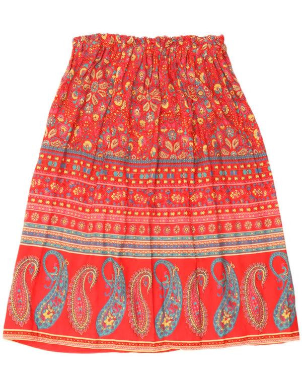 Vintage Womens Midi Skirt W32 Large Orange Paisley