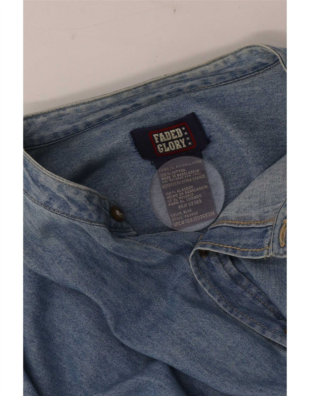 Faded Glory Herre Denim Shirt XL Blå Bomuld