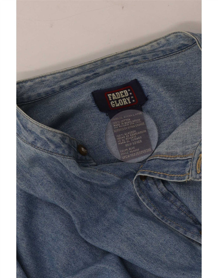 Faded Glory Herre Denim Shirt XL Blå Bomuld
