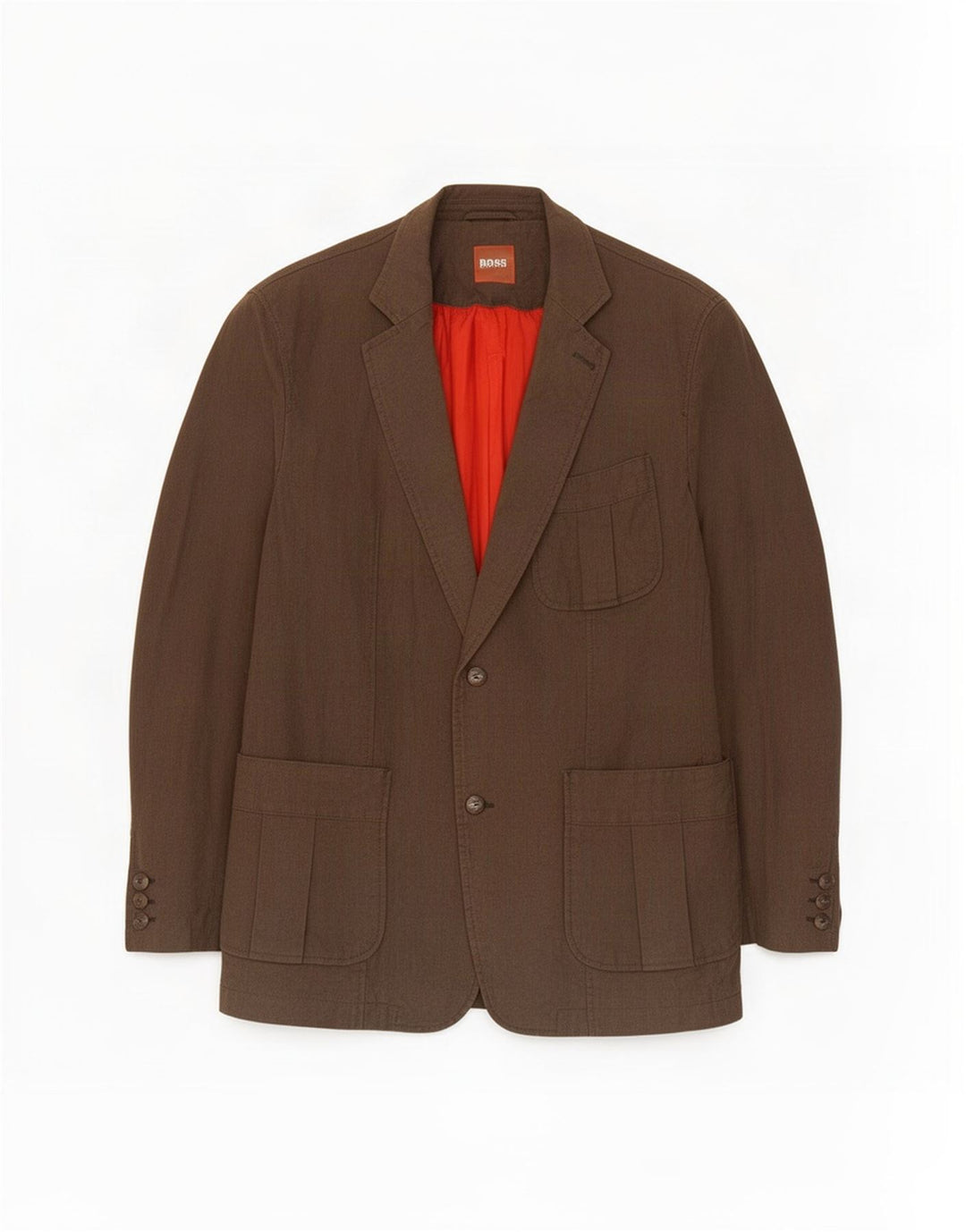 Hugo Boss Herre 2-knaps blazerjakke EU 54 2XL brun bomuld