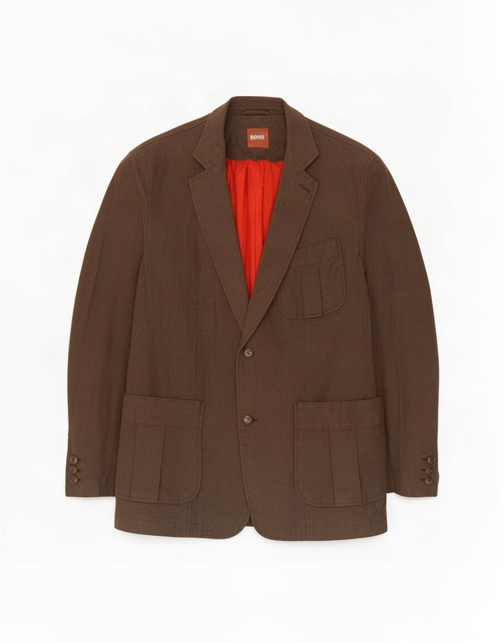 Hugo Boss Herre 2-knaps blazerjakke EU 54 2XL brun bomuld