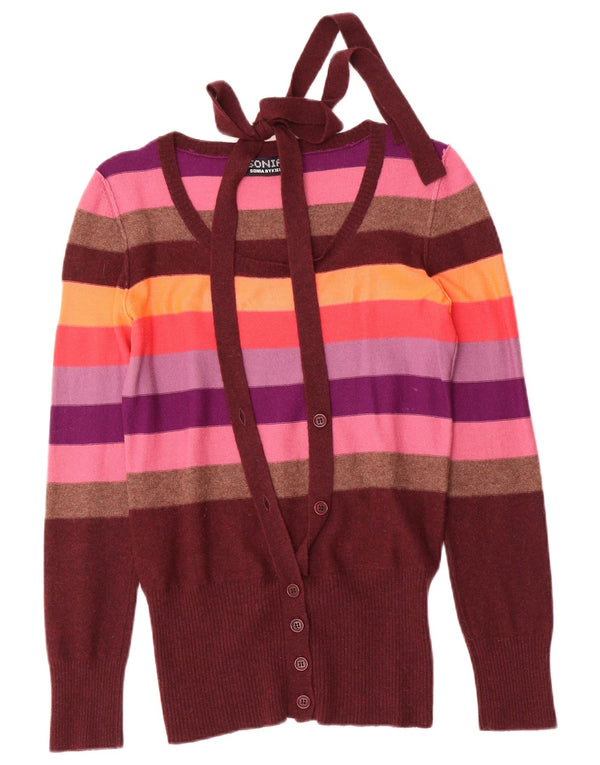 Sonia Rykiel Dame Cardigan Sweater UK 10 Small Multicolored Stribet