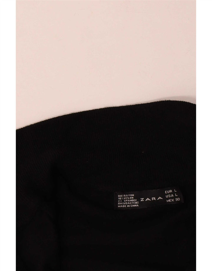 Zara Dame Cardigan Sweater UK 14 Large Black Rayon