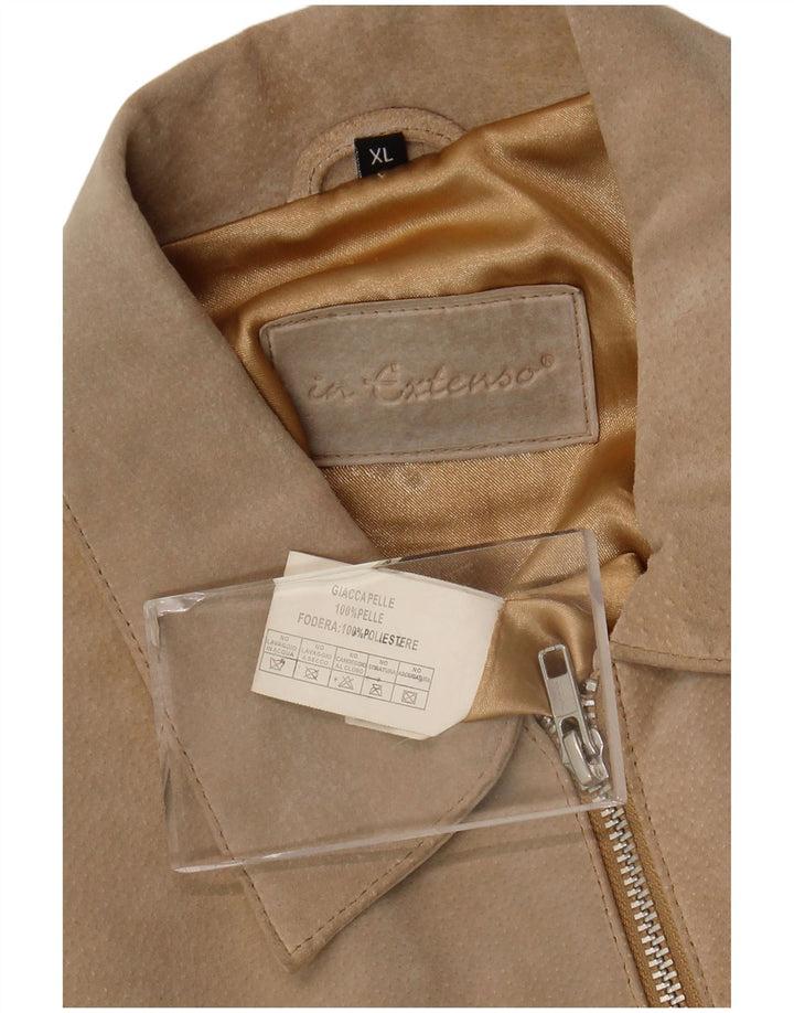 I Extenso Dame Crop Ruskindsjakke UK 18 XL Beige Læder