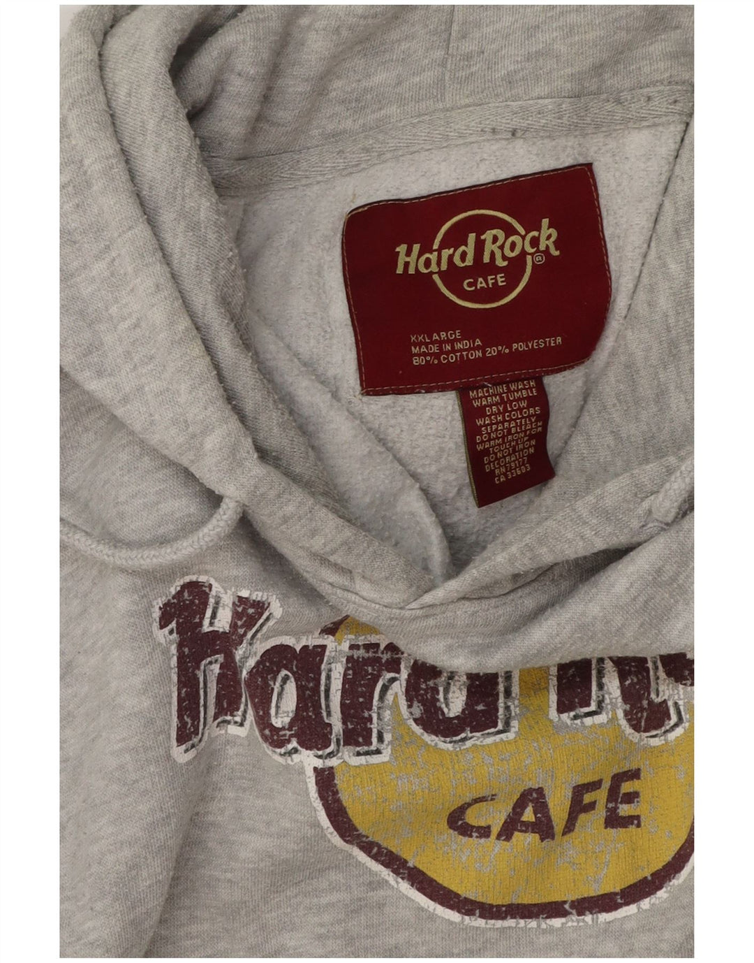 Hard Rock Cafe Herre Barcelona Graphic Hoodie Jumper 2XL Grå Flecked Bomuld