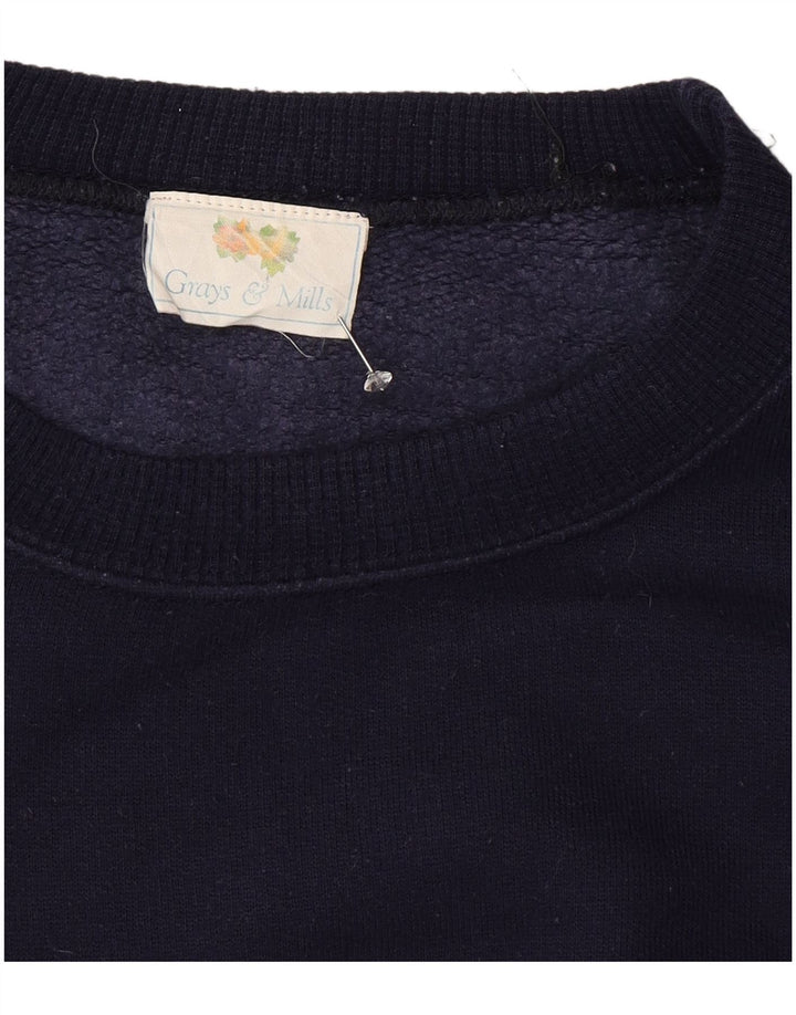 VINTAGE Mens Graphic Sweatshirt Jumper XL Navy Blue