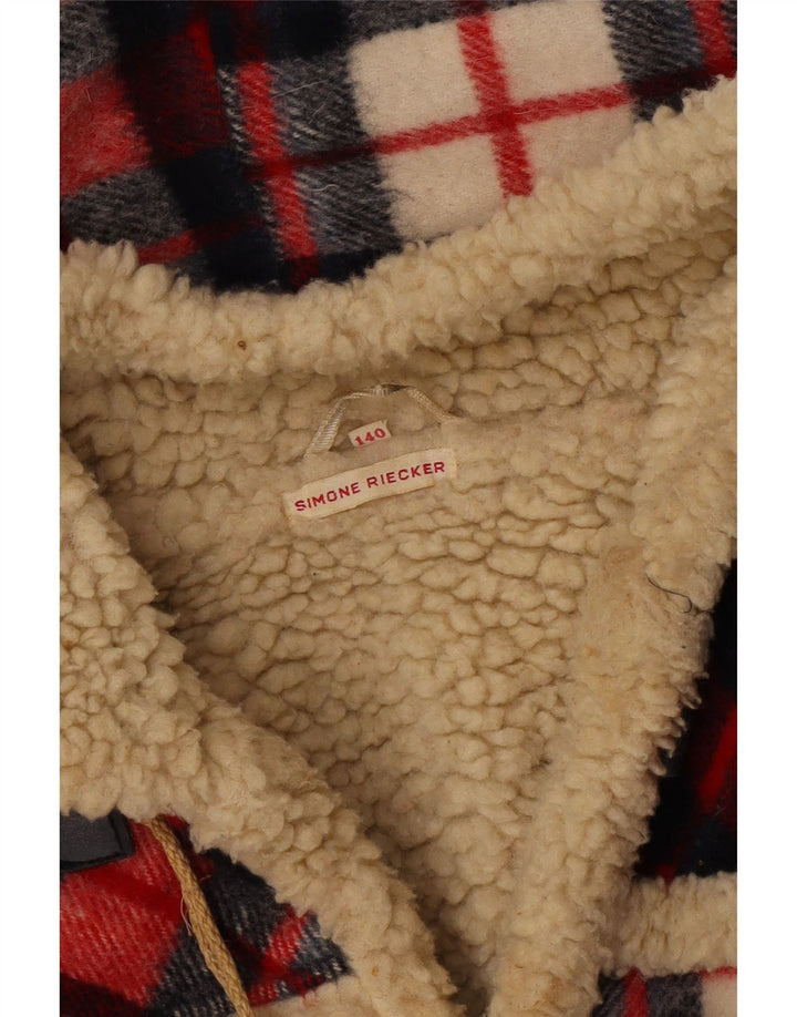 SIMONE Sherpa Duffeljakke med hætte til piger 9-10 år rød ternet