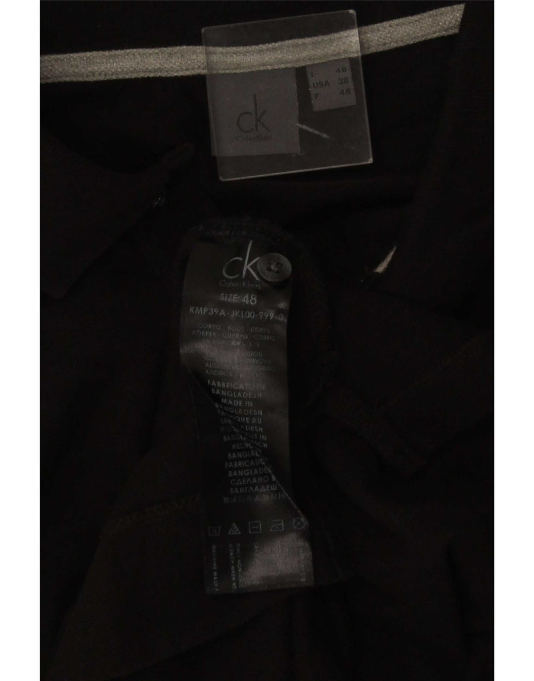 Calvin Klein Herre Polo Shirt IT 48 Medium Sort Bomuld