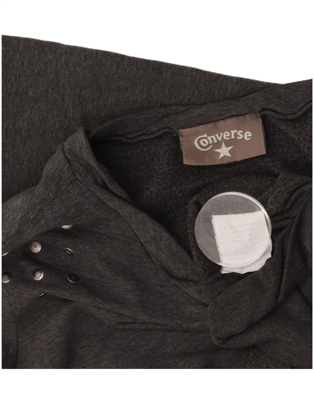 CONVERSE Womens Sweatshirt Jumper UK 14 Medium Grey Cotton