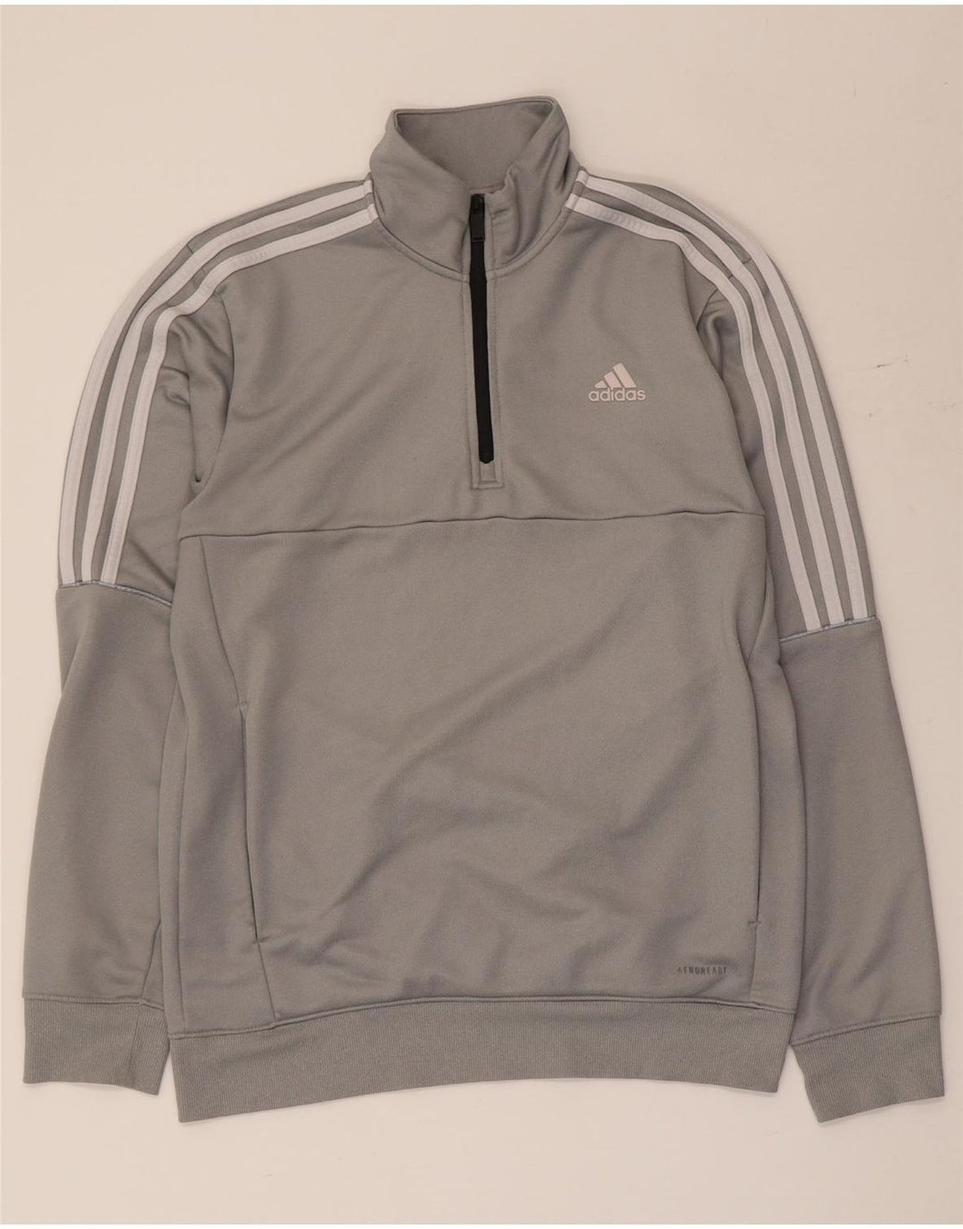Adidas Sweatshirt med lynlås til mænd, lille grå polyester