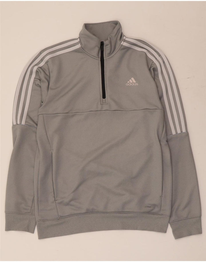 Adidas Sweatshirt med lynlås til mænd, lille grå polyester