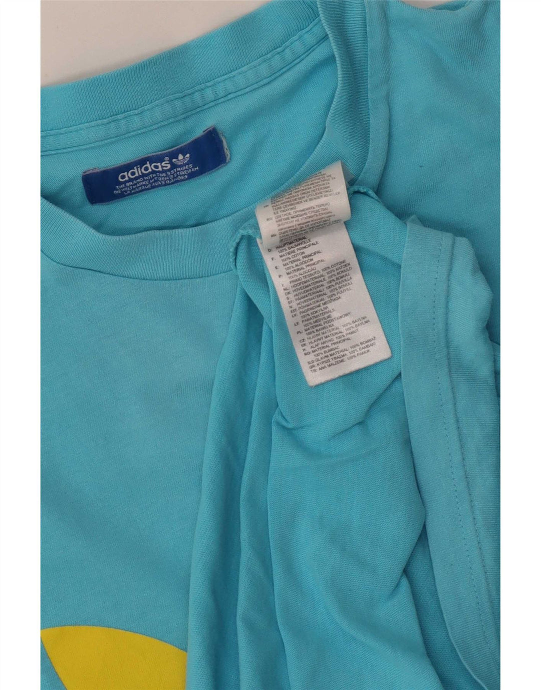 Adidas Grafisk T-shirt top mellemblå bomuld til mænd