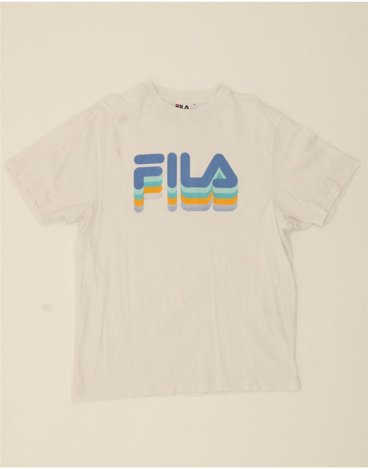 FILA Mens Graphic T-Shirt Top Medium White Cotton Vintage Fila and Second-Hand Fila from Messina Hembry 