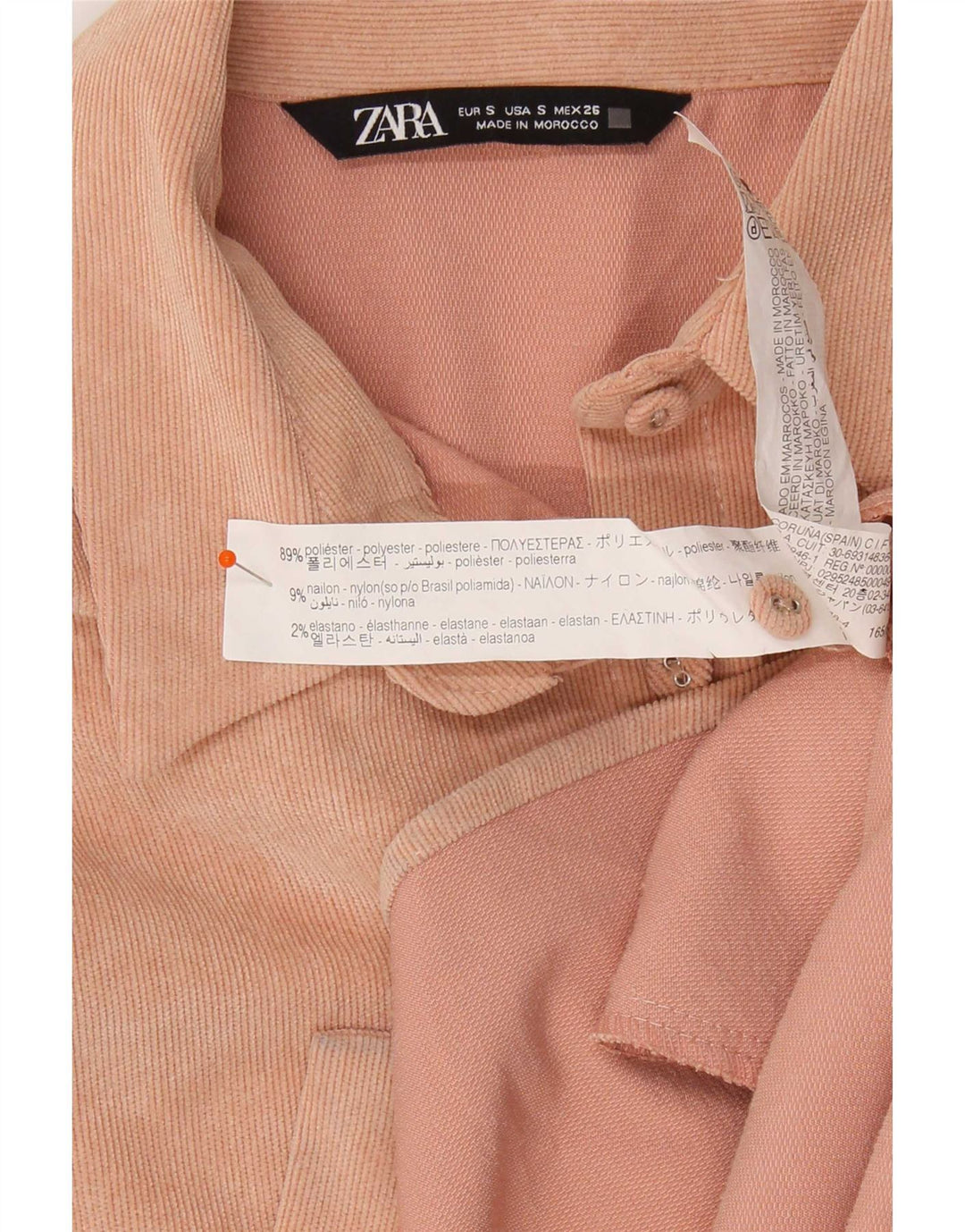 Zara Dame Oversized Velour Shirt UK 10 Small Pink Polyester