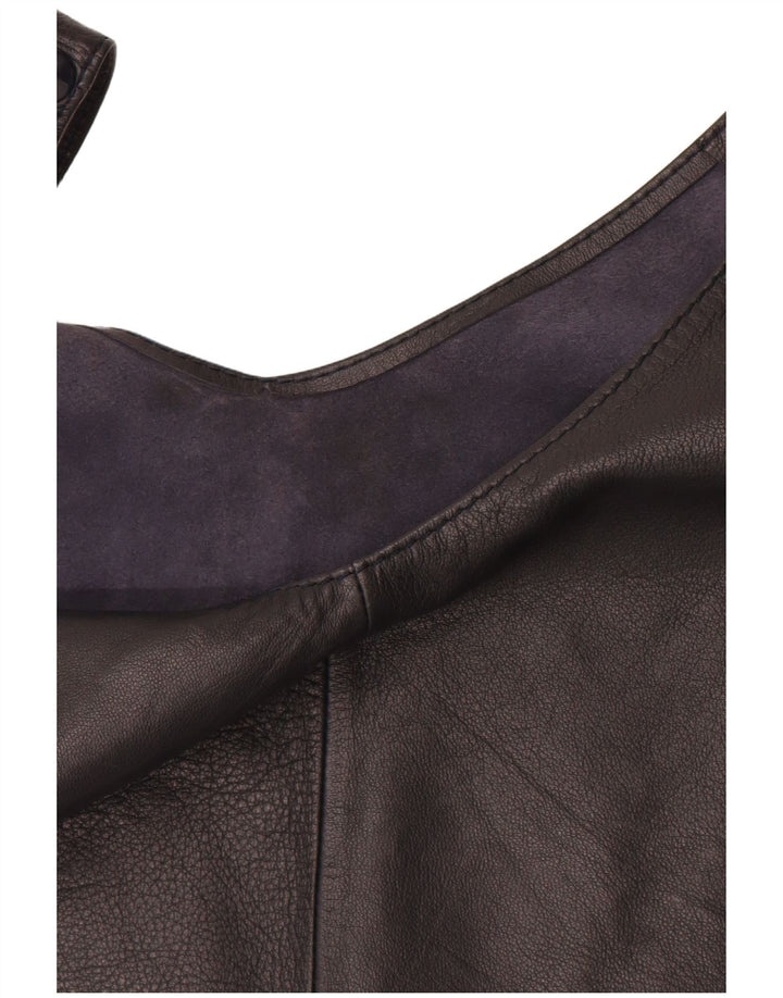 VINTAGE Dame Læder Crop Top UK 12 Medium Sort