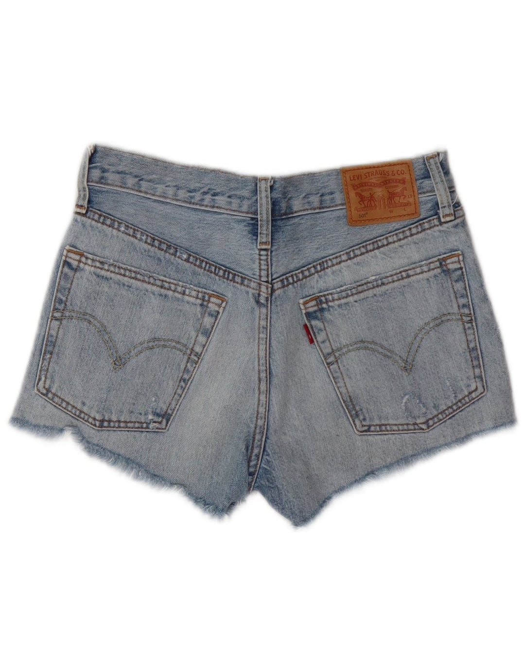 LEVI'S Womens 501 Distressed denimshorts W24 XS Blå bomuld