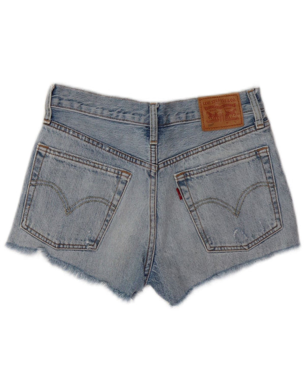 LEVI'S Womens 501 Distressed denimshorts W24 XS Blå bomuld