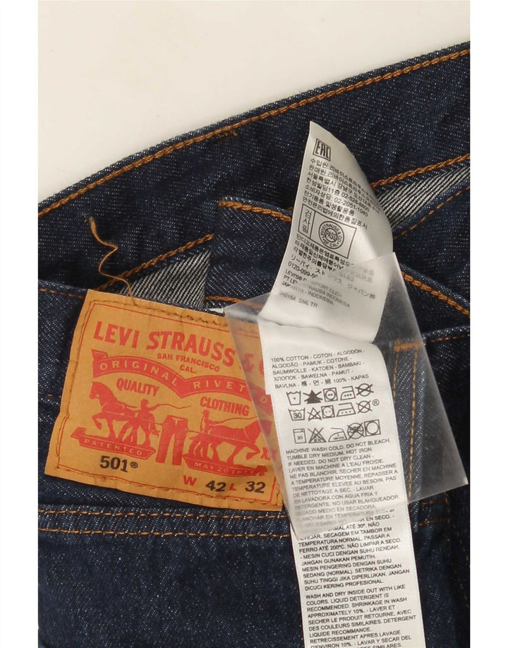 Levi's Herre 501 lige jeans W42 L32 blå bomuld