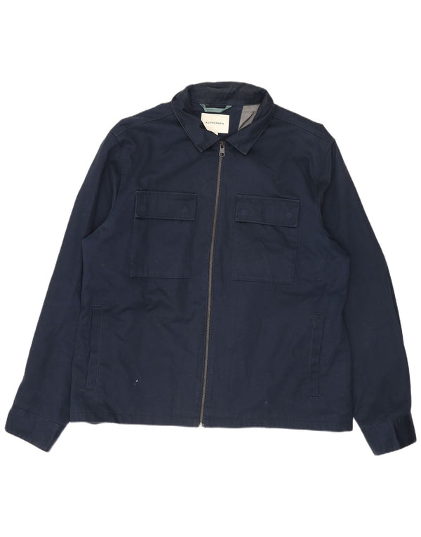 Marks & Spencer Herre Autograph Bomber Jacket UK 42 XL Navy Blue Cotton