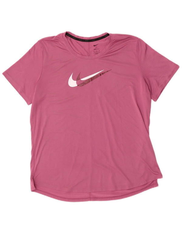 NIKE Dame Dri Fit Grafisk T-Shirt Top UK 18 XL Pink