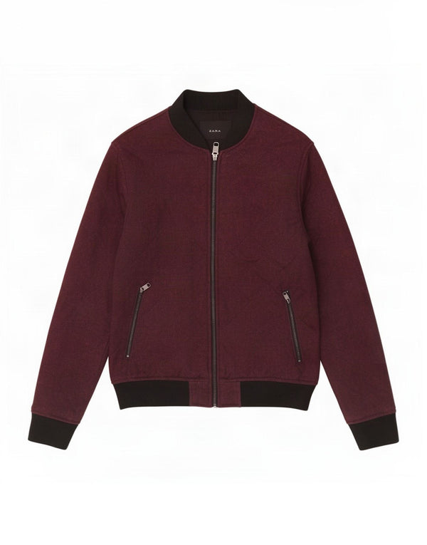 Zara Herre Bomber Jacket UK 36 Small Burgundy Colourblock Polyester