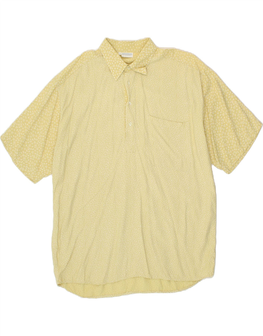 VINTAGE Mens Abstract Pattern Short Sleeve Pullover Shirt IT 54 XL Yellow Vintage Vintage and Second-Hand Vintage from Messina Hembry 