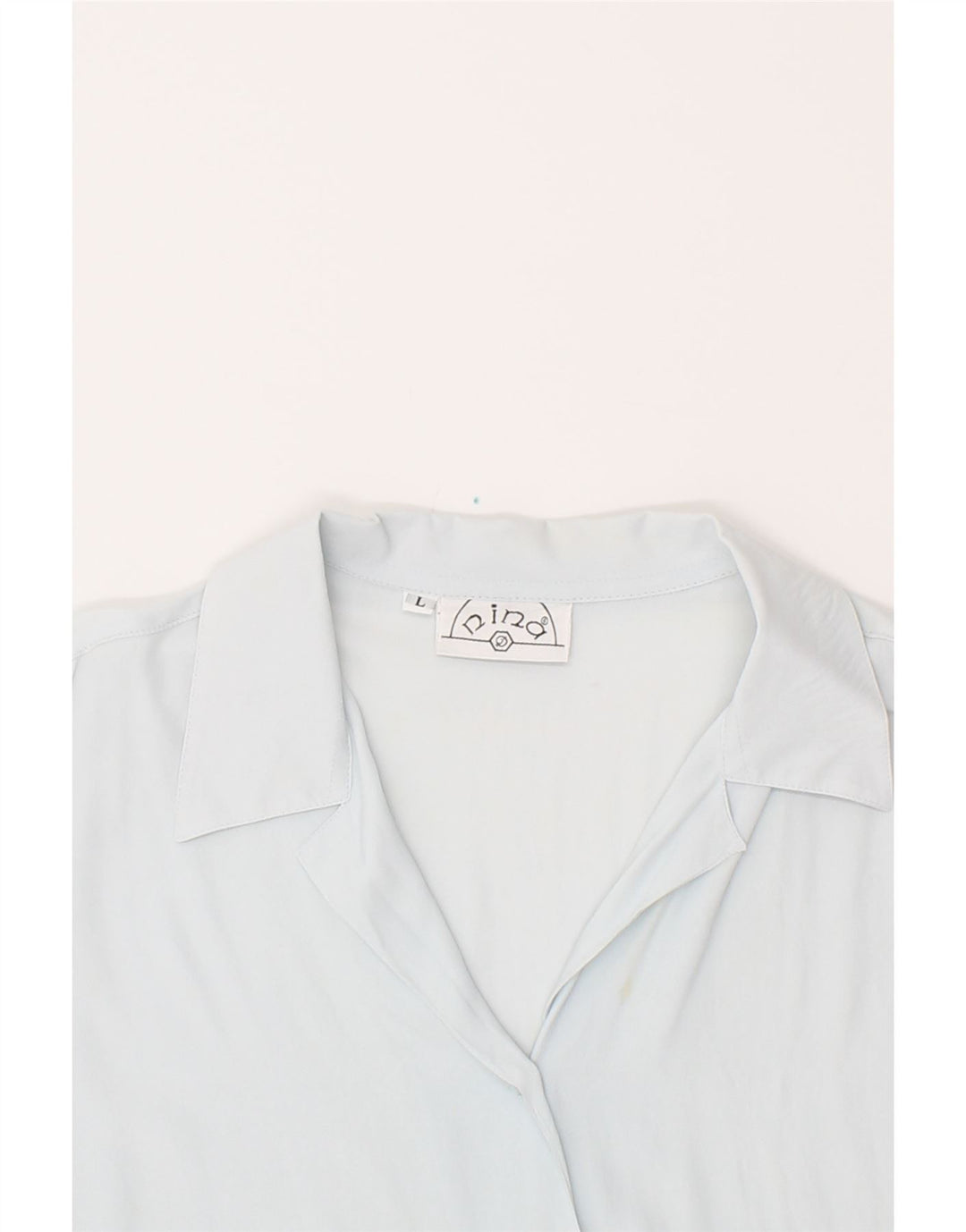 VINTAGE Womens Short Sleeve Shirt UK 16 Large Blue Acetate Vintage Vintage and Second-Hand Vintage from Messina Hembry 