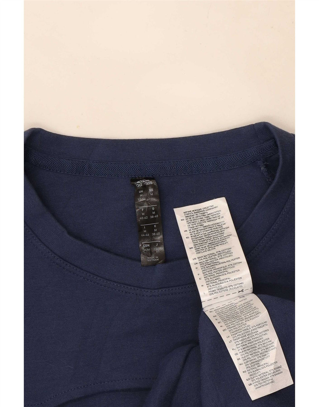 Adidas Dame Sweatshirt Jumper UK 12/14 Medium Navy Blue Bomuld
