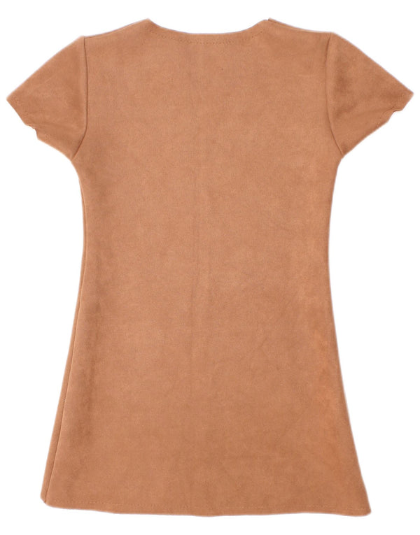 Vintage pigeskiftkjole 3-4 år brun polyester