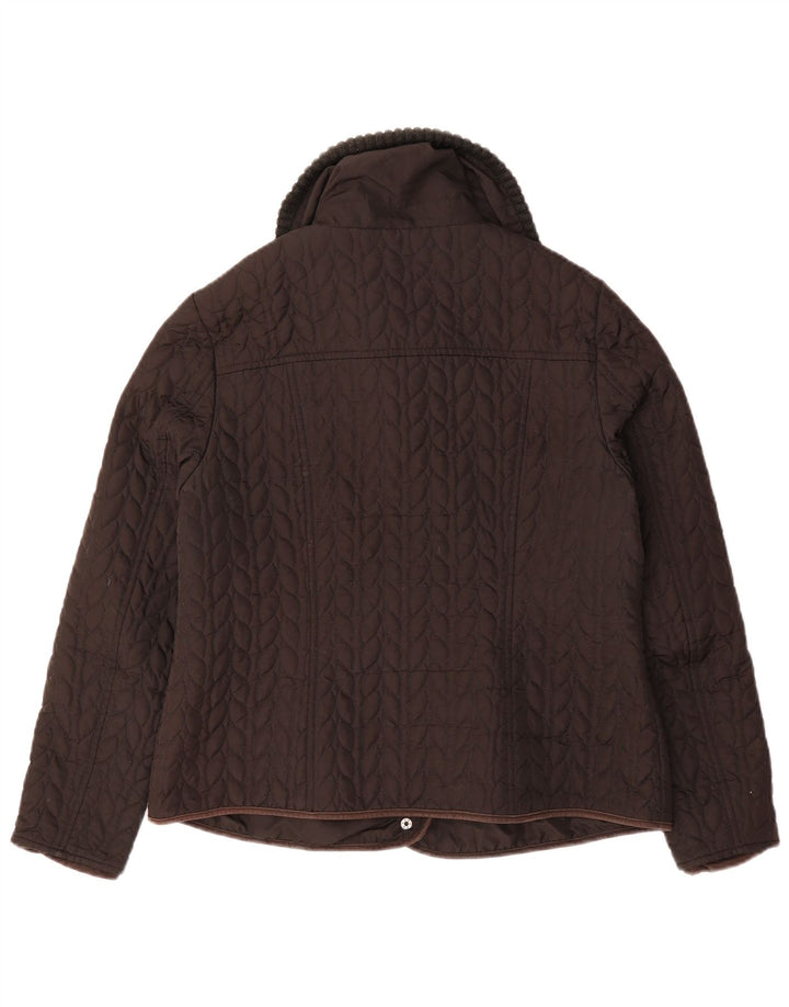 Monsoon kviltet jakke til kvinder UK 16 Stor brun polyester