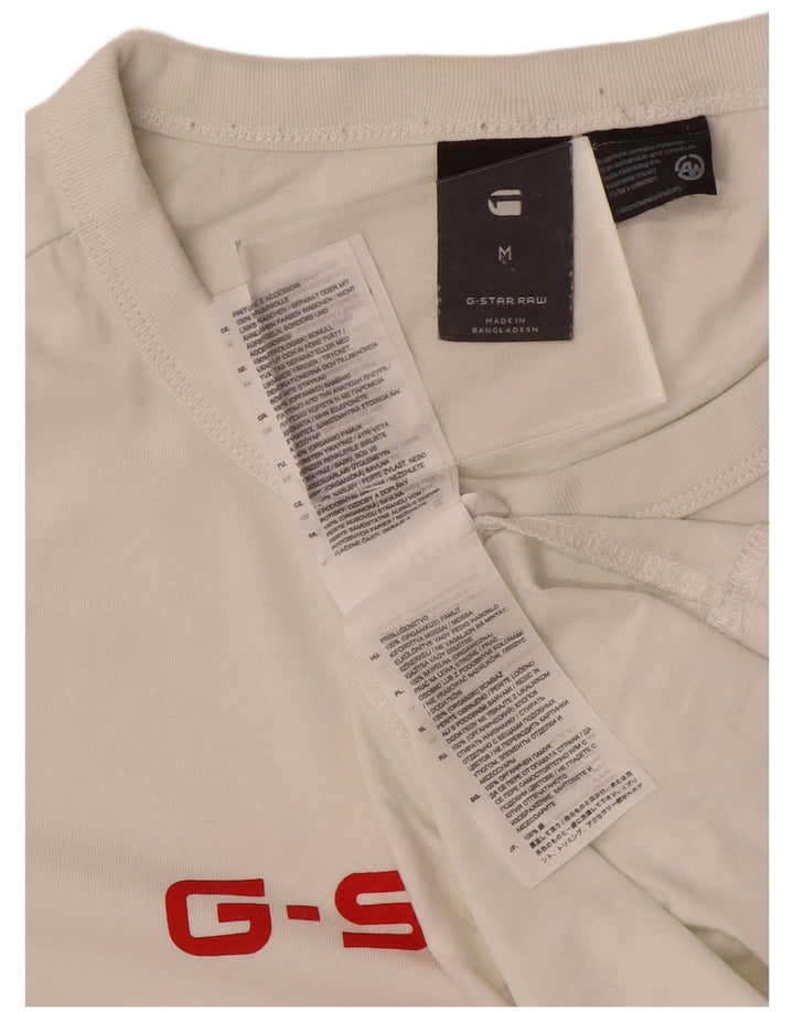 G-Star Herre Grafisk T-Shirt Top Medium Hvid Bomuld