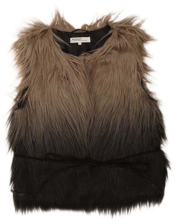 Broadway Womens Faux Fur Gilet UK 14 Medium Grey Colourblock Modacryl