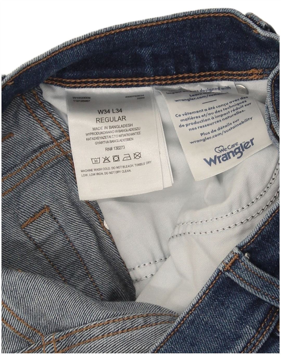 Wrangler Straight Jeans til mænd W34 L34 blå bomuld