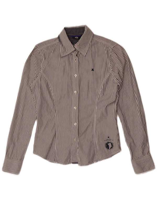 Gaastra Womens Shirt UK 10 Small Grey Pinstripe Bomuld