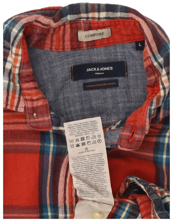Jack & Jones herre flannelskjorte stor rød ternet bomuld