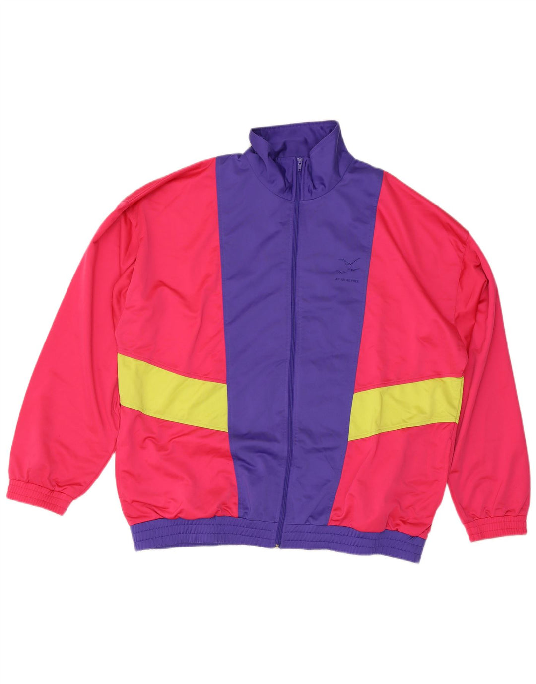 Vintage træningsdragt til mænd Topjakke 2XL Rød Colourblock Polyester