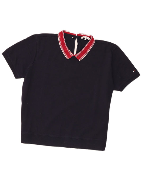 Tommy Hilfiger Dame Polo Shirt UK 20 2XL Navy Blue Colourblock Bomuld