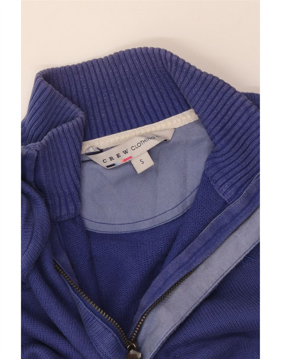 CREW TØJ Herre lynlås-hals sweater lille blå bomuld