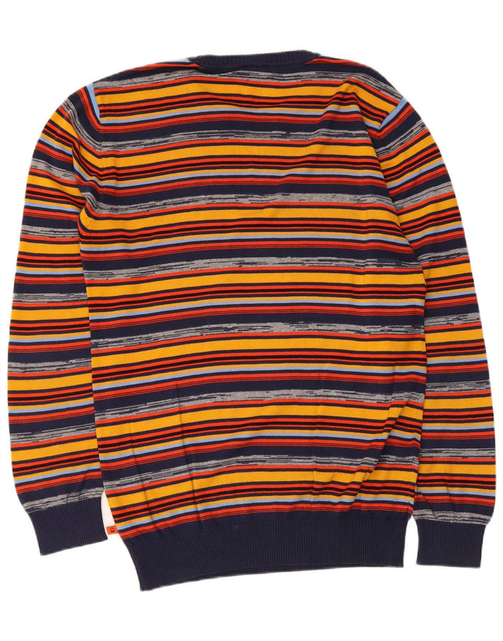 Benetton Herre Crew Neck Jumper Sweater Medium Flerfarvet stribet bomuld