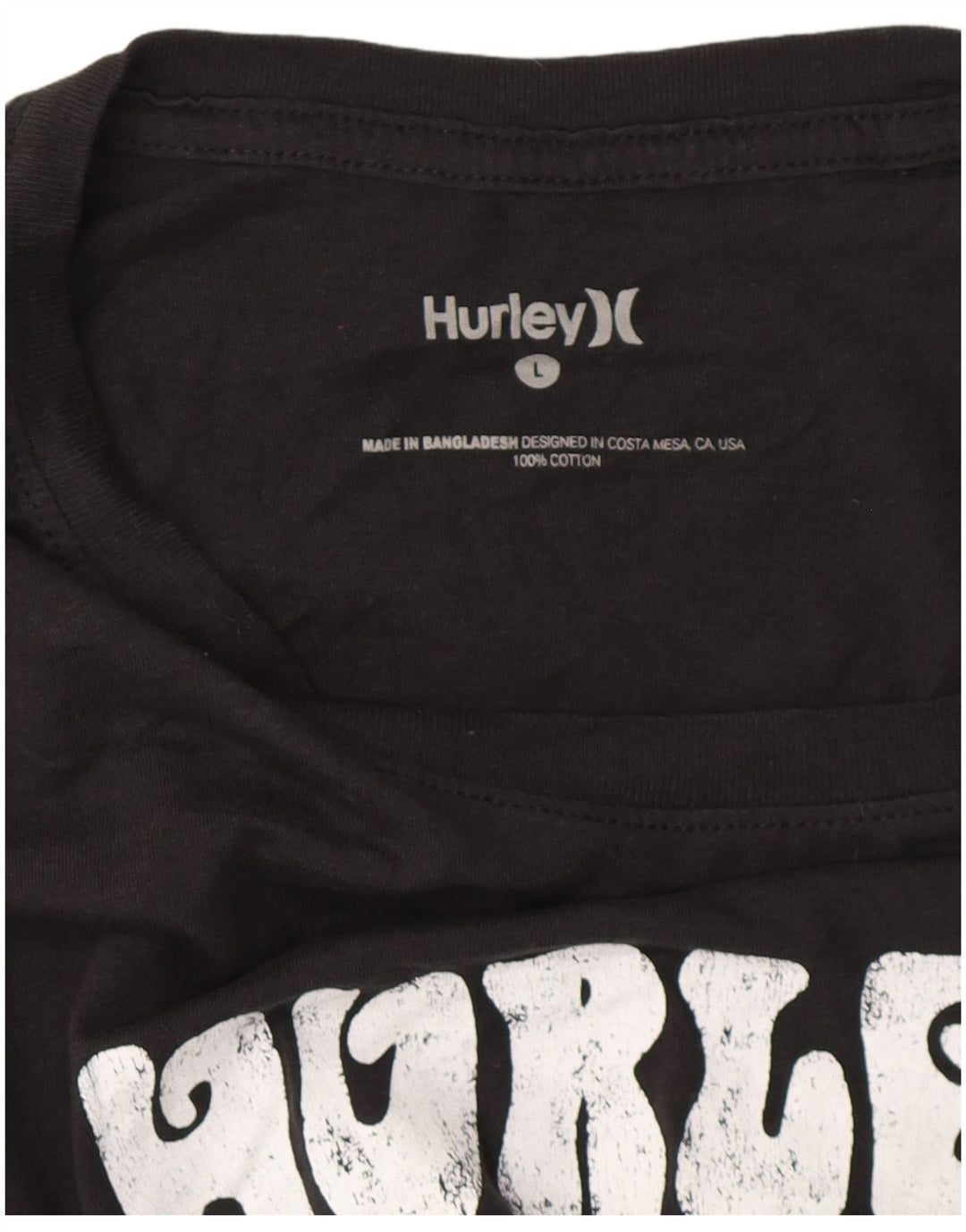 HURLEY Herre grafisk T-shirt Top Stor sort bomuld