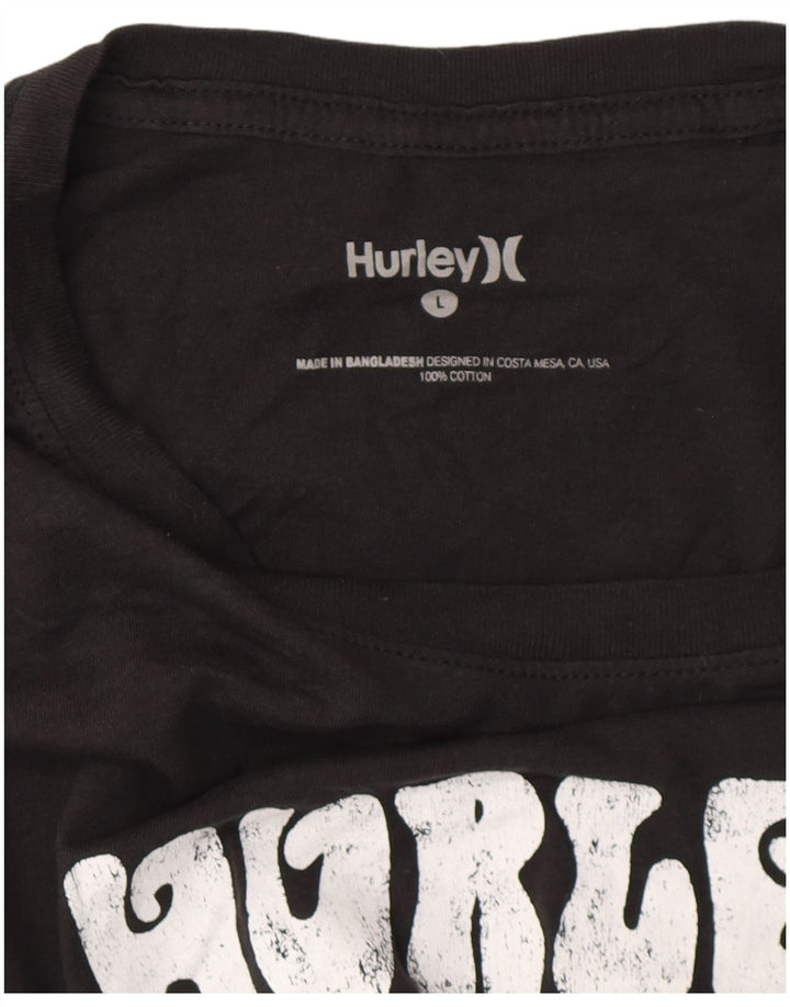 HURLEY Herre grafisk T-shirt Top Stor sort bomuld