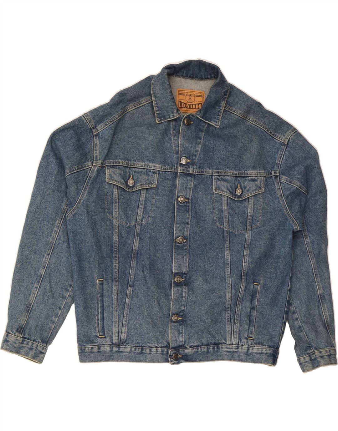 VINTAGE Denimjakke til mænd UK 40 Large Blue Cotton