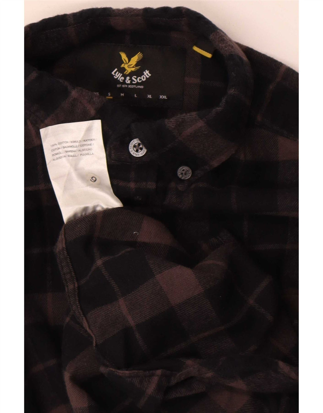 Lyle & Scott Herre flannelskjorte lille brun ternet bomuld