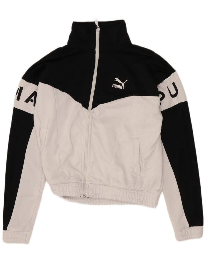 Puma Womens Oversized Crop træningsdragt Topjakke UK 6 XS Sort Colourblock