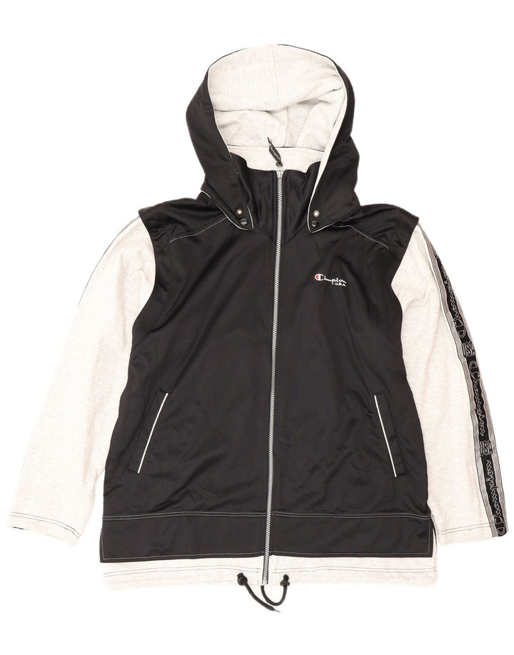 Champion Herre grafisk træningsdragt med hætte Topjakke Medium Sort Colourblock