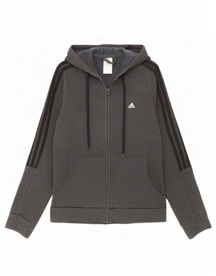 Adidas Dame Hættetrøje Sweater UK 14 Medium Grey Bomuld
