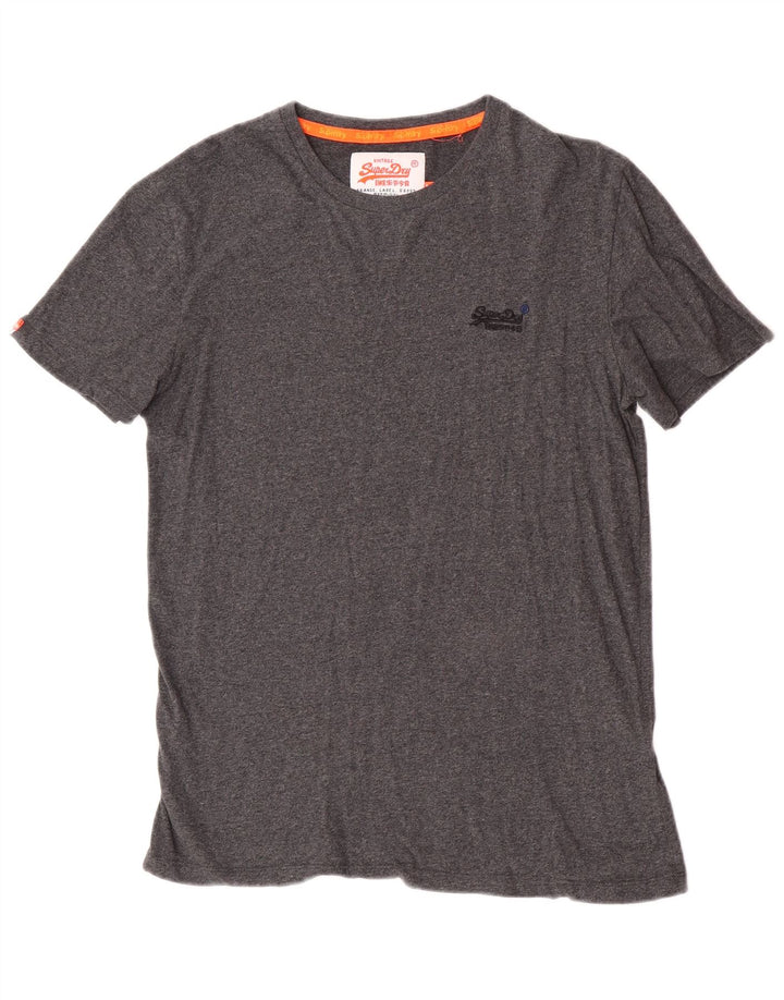 Superdry T-shirt top til mænd, stor grå flækket bomuld